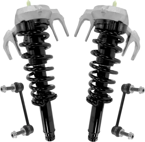 Miniatura 29 de Detroit Axle - Kit de 4 barras estabilizadoras delanteras para Ford F-150 2021 2022 2023 2024, 2 puntales con resorte helicoidal, 2 eslabones