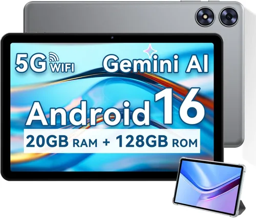 Tablet Android de 10 pulgadas, tableta Android 15 2025 para niños y adultos, Octa-Core, 12 GB de RAM, 128 GB de almacenamiento, 1 TB expandible, Gris
