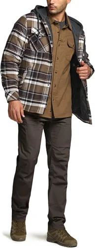 Miniatura 4 de CQR - Chaqueta tipo camisa de franela para hombre, de manga larga, cálida para invierno, para exteriores, casual, a cuadros, con bolsillos