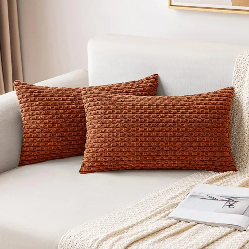 Miniatura 36 de MIULEE - Paquete de 2 fundas de cojín decorativas, modernas y boho, de terciopelo, con textura a rayas, para sofá, cama, sala de estar, decoración