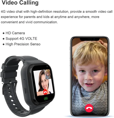 Miniatura 2 de Reloj inteligente 4G para niños, rastreador GPS, reloj inteligente para niños y niñas, reloj de teléfono, videollamadas, alarma de emergencia, juego