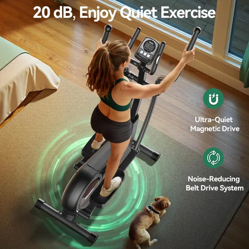 Miniatura 5 de Niceday Máquina elíptica de ejercicios, máquina elíptica para el hogar, entrenador elíptico magnético con zancada de 15.5 a 19 pulgadas, 16 niveles