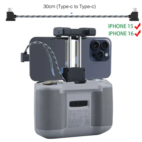 Miniatura 6 de Cable de control remoto USB C a USB C de 1 pie para iPhone 17/16/15, DJI Mavic 3, Mini 2/3/Mini 4 Pro/5 Pro, Air 2S, Mavic Air 2, DJI RC-N1, RC Pro