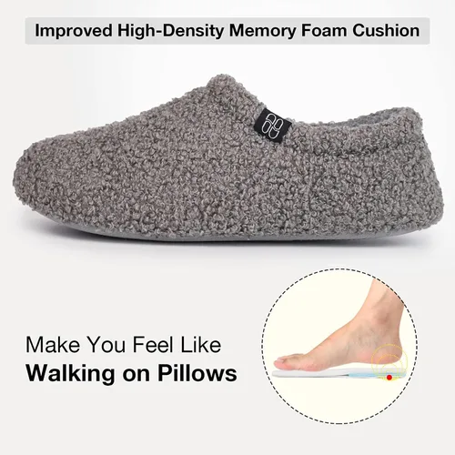 Miniatura 4 de HomeTop Mocasines de espuma viscoelástica de piel rizada y mullida con forro polar