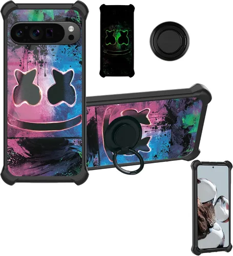 Miniatura 40 de Aroepurt Funda compatible con Nothing Phone 2a Phone Case Cover [PC duro + silicona suave] [soporte de anillo] [efecto luminoso] YGH-BQ