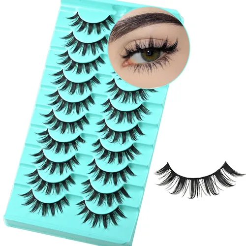 Miniatura 15 de APCYUST Pestañas postizas Wispy, pestañas naturales de visón, tiras de pestañas de visón, aspecto natural, pestañas falsas semi-Wispy, paquete