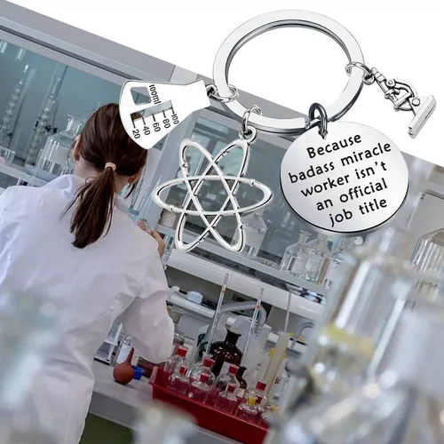 Miniatura 6 de Llavero de química biológica, microscopio átomo, química, joyería científica y regalo