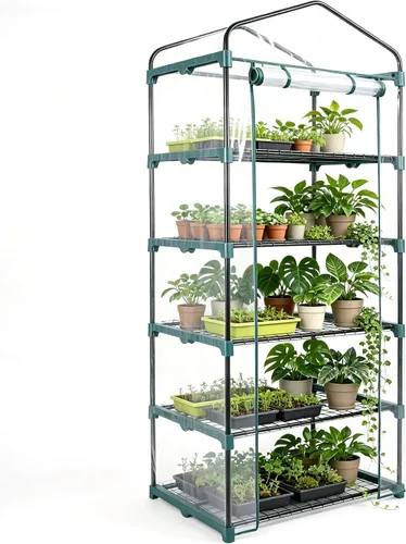 Worth Garden - Invernadero portátil para interiores y exteriores, para plantas y jardinería, con tapa y puerta con cremallera enrollable Cubierta de