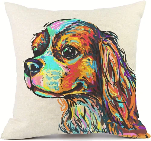 Miniatura 9 de Fundas de almohada con diseño de perro. fundas de cojín de algodón y lino para decorar hogares sofá de 18 x 18 pulgadas Pit Bull-m