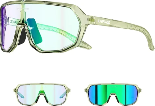Miniatura 20 de KAPVOE Gafas de ciclismo fotocromáticas para hombres y mujeres, gafas de sol de bicicleta de montaña, gafas deportivas con protección UV Azul Negro