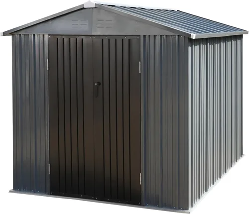 Miniatura 3 de VEIKOU Cobertizo de almacenamiento al aire libre de 8x10 pies con acero galvanizado engrosado, cobertizo de almacenamiento de metal con puerta