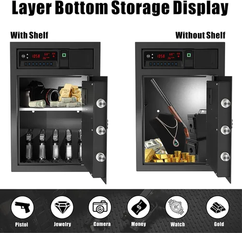 Miniatura 5 de Z ZLJUAN Caja de Seguridad con Gaveta Deslizante y Pantalla LCD de Temperatura, Humedad, Hora, Seguridad Electrónica para el Hogar para Dinero