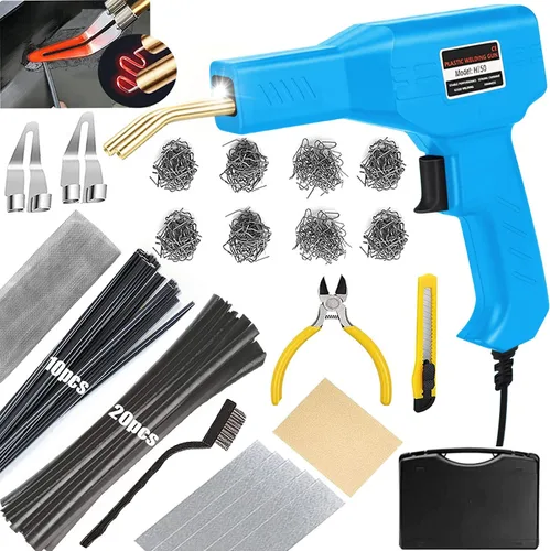 Miniatura 13 de Soldador de plástico, kit de reparación de soldadura de plástico 2 en 1 con 1000 grapas calientes, 4 varillas de soldadura de plástico, cuchillo