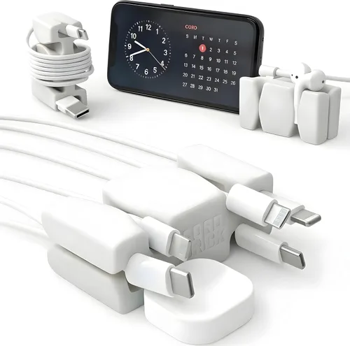 Miniatura 15 de CordBrick Soporte de cable ponderado de silicona y acero para mesita de noche. Organizador de cargador de teléfono de viaje. Accesorio útil