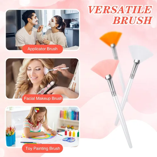 Miniatura 6 de 48 cepillos de abanico para aplicadores faciales, multiusos, para maquillaje, máscara facial, aplicador de cepillo suave para mujeres y niñas