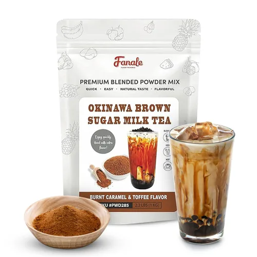 Fanale Té en polvo con leche de azúcar morena Okinawa prémium | Polvo saborizante de té de burbujas, perfecto para hornear, batidos y bebidas, 2.2