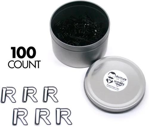 Miniatura 20 de Butler in the Home Elige tu letra favorita del alfabeto de la A a la Z o números del 0 al 9, 100 clips de papel de color negro para iniciales