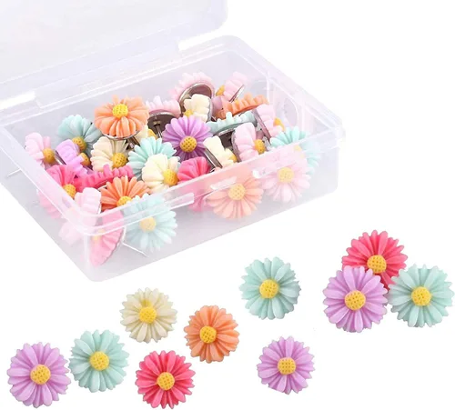 Chinchetas de flores, con flores decorativas, para fotos de pared, anuncios de pared, pizarra, pizarra de corcho, mapa, tablón de avisos, para la