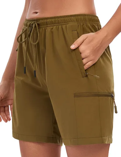 LXNMGO Pantalones cortos tipo cargo de senderismo para mujer de 7 pulgadas de secado rápido ligeros de verano para exteriores con bolsillos con