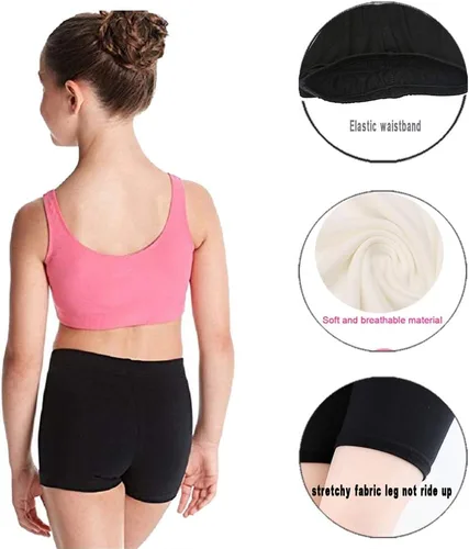 Miniatura 4 de Pantalones cortos de baile para debajo del vestido, paquete de 6 pantalones cortos de ciclismo para niñas, pantalones cortos negros debajo