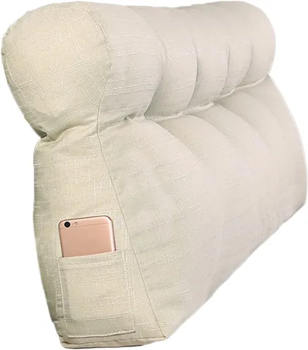 Miniatura 16 de Cojín triangular grande para cabecero de lectura, almohada para reposo en cama, respaldo triangular, respaldo de forro polar, soporte de Café