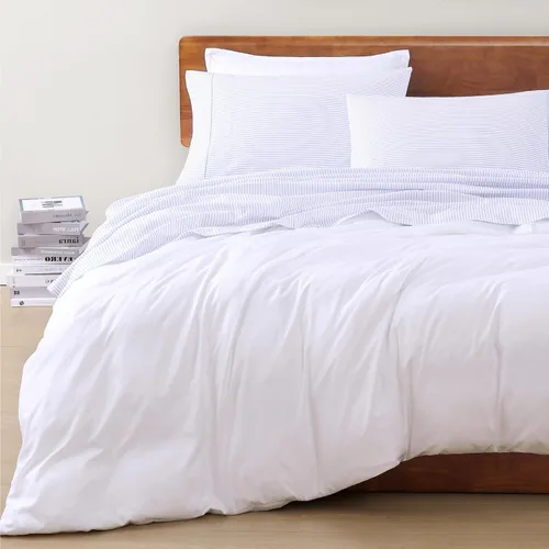 Miniatura 8 de LANE LINEN - Juego de sábanas de 4 piezas 100 % algodón orgánico percal puro King, ropa de cama suave transpirable para colchones de hasta 15 17