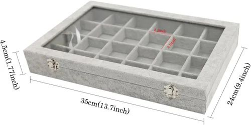 Miniatura 6 de Wuligirl - Joyero organizador de terciopelo para aretes, collares y pulseras con tapa transparente de exhibición, almacenamiento de joyas