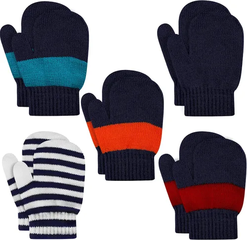Miniatura 69 de ONESING 5 pares de guantes de invierno negros para bebés y niñas - Guantes cálidos para recién nacidos