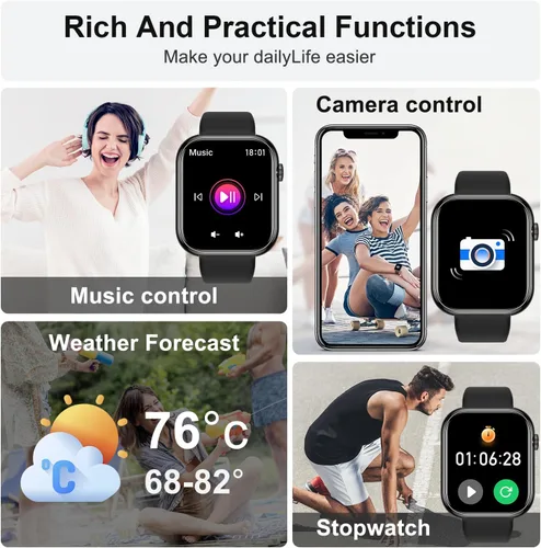 Miniatura 5 de Reloj inteligente para hombres y mujeres Fitness: resistente al agua, responder llamadas, correr, reloj inteligente para teléfono Android, iPhone