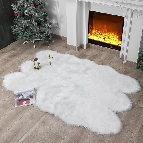 Miniatura 46 de linmopm Alfombra de piel sintética de pelo lanudo esponjoso negro de 2x6 pies para dormitorio, cabecera de la cama, suelo, sala de estar, cojín