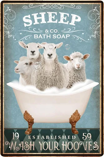 Miniatura 10 de Divertido cartel de baño con diseño de cerdo - Decoración de granja, cartel de cerdo, arte de pared, póster retro, decoración de pared para bar
