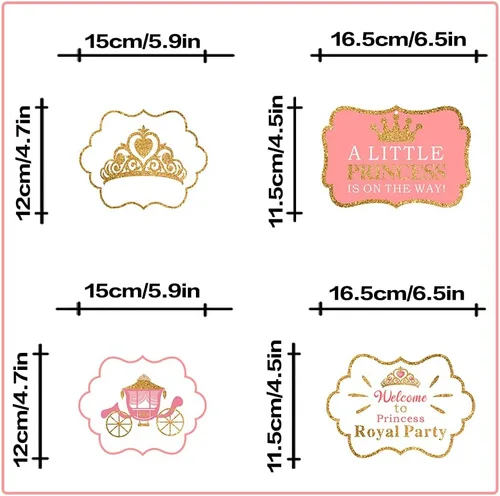 Miniatura 2 de LINGTEER A Little Princess Royal Crown Pink Swirls Streamers – 12 piezas de decoración de fiesta de cumpleaños de princesa para bebé, niña, regalo