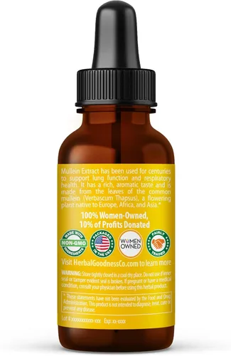 Miniatura 3 de Herbal Goodness Extracto de hoja de gordolobo - Gota de gordolobo para desintoxicación de pulmones, propiedades de expectorantes herbales