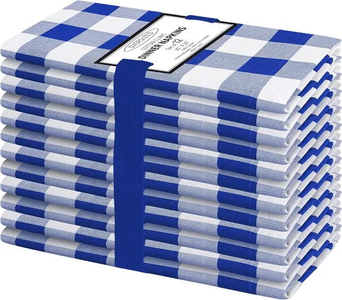 Miniatura 23 de Cotton Clinic Servilletas de tela 100% algodón, grandes, 20 x 20 pulgadas, juego de 4 servilletas de mesa a cuadros a cuadros – Servilletas de mesa