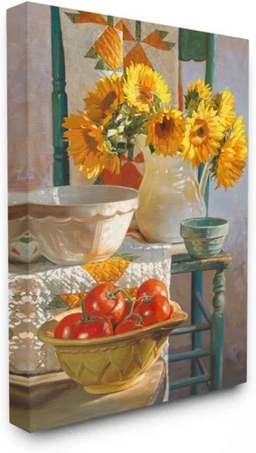 Stupell Industries Otoño girasol cosecha silla de campo naturaleza muerta lienzo Heide Presse arte de pared 24 x 30 pulgadas