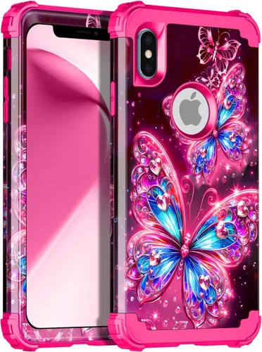Miniatura 29 de Miqala Funda compatible con iPhone 14 Plus, que brilla en la oscuridad, tres capas, resistente, a prueba de golpes, de plástico duro, funda Amaranto