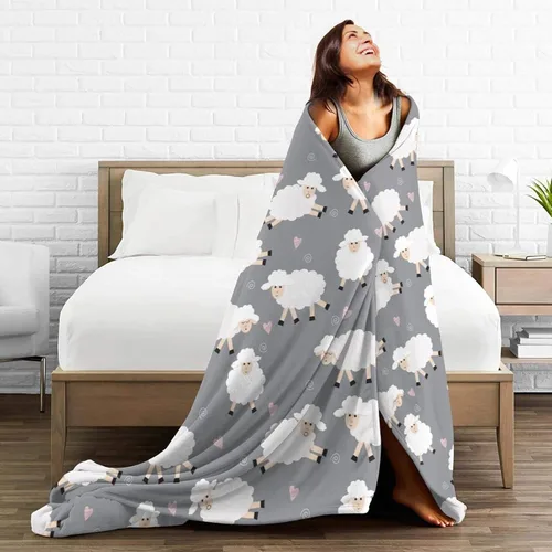 Miniatura 4 de Manta de forro polar de oveja, ligera y ultrasuave, para sofá, cama, campamento, viajes, manta de microfibra súper suave y acogedora de 50 x 40