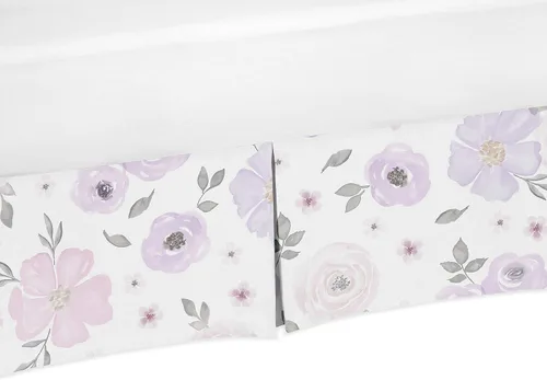 Miniatura 7 de Sweet Jojo Designs Falda de cuna de bebé, color morado lavanda, bohemio, elegante, floral, para niña, falda de cama con volantes, falda de cama