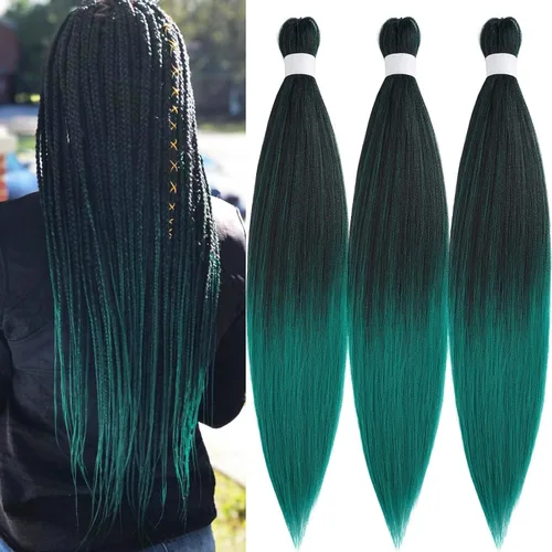 Miniatura 32 de pelo trenzado preestirado marrón, pelo trenzado Kanekalo, pelo trenzado preestirado de 26 pulgadas, 6 paquetes plegados, textura Yaki, extensiones