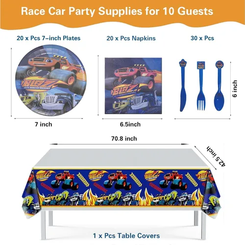 Miniatura 3 de 133 piezas de suministros para fiesta de cumpleaños de Monster Truck, incluye pancarta, bolsa de regalo, sopladores de fiesta, mantel, decoración