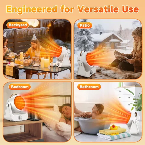 Miniatura 8 de Calentador eléctrico de cerámica PTC de 1500 W para exteriores, calefacción 1S de 250 pies cuadrados, 4 modos, calentadores de patio 3D verticales