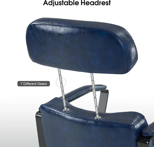Miniatura 5 de BarberPub Silla clásica de peluquería, bomba hidráulica de 440 libras, silla reclinable manual para estilista, hogar y salón de belleza, barbería