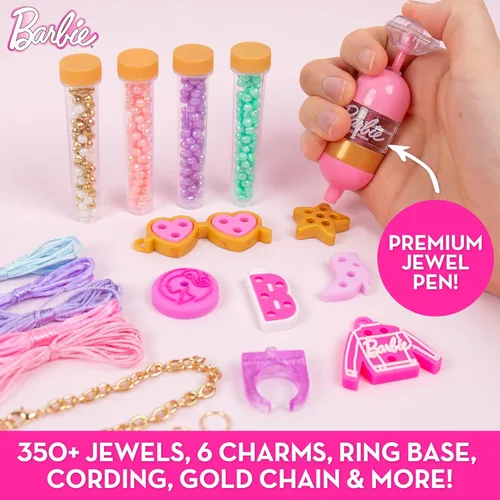Miniatura 5 de Kit de fabricación de joyas brillantes de Barbie, estuche de almacenamiento, kit de fabricación de anillos, kit de fabricación de pulseras
