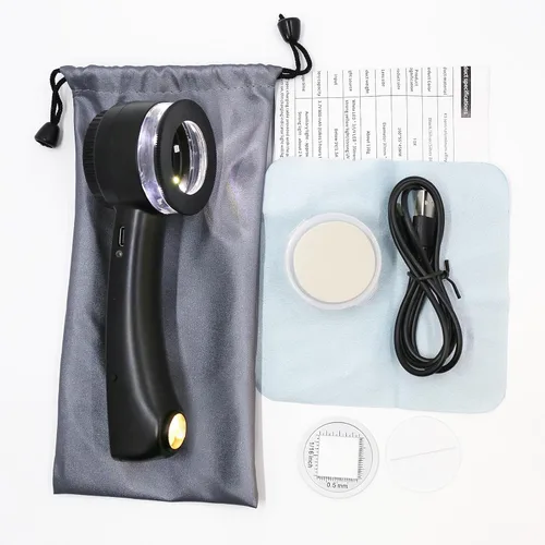 Miniatura 11 de Lupa de mano para joyero, 10 unidades, con luces LED y UV y superluces tricolor, lupa iluminada para joyería con lentes de vidrio K9 de 1.181 in