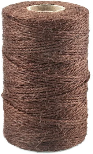 JijAcraft Cuerda de yute de 328 pies, cuerda de cáñamo natural de 0.079 pulgadas de color para envolver regalos, 3 capas marrón para plantas Marrón