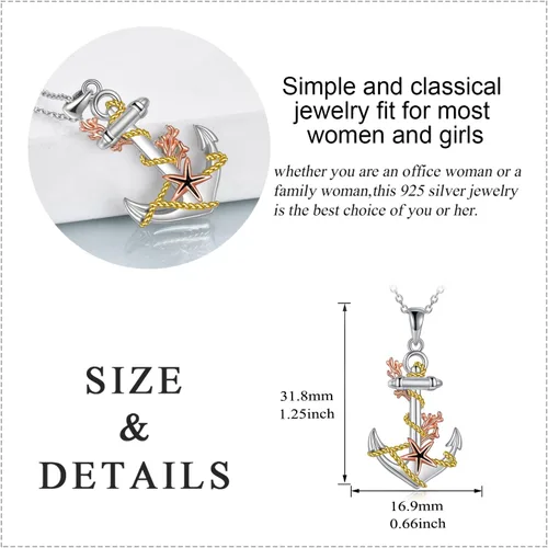 Miniatura 4 de YAFEINI Collares de ancla con colgante de árbol de la vida, cadena de plata de ley 925, joyería vintage, regalos para mujeres, niñas, mamá, madre e