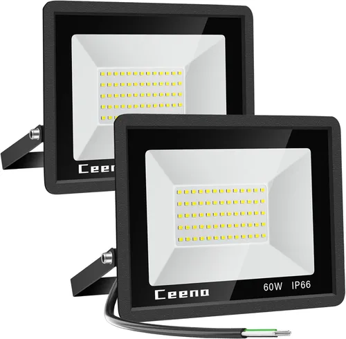 Miniatura 12 de Ceena paquete de 2 luces LED de inundación enchufables de 60W para exteriores, foco LED superbrillante de 6000lm con cable de 1.8 m, luz de trabajo