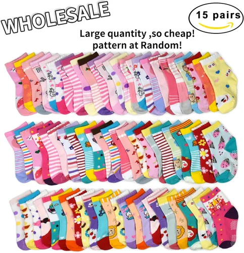 Miniatura 2 de 12 pares de calcetines antideslizantes antideslizantes para niños, calcetines de algodón para niños de 1-33-55-7 años de edad, niños y niñas