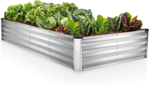 Miniatura 14 de Plant & Plot Camas de jardín elevadas galvanizadas para exteriores/ Jardinera elevada de 6 x 3 x 1 pie para jardinería, verduras, flores, caja