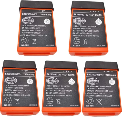 Paquete de 5 baterías para HBC Radiomatic Battery BA225030 6V 2100mAh BA225030 Ni-Mh Batería recargable para HBC Crane Control remoto Bomba Batería